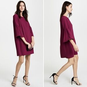 Amanda Uprichard Silk Black Cherry Wine Angela Bell Sleeve Dress